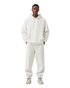 Conjunto de Sudadera de Cuello Redondo de Color Sólido para Hombre, Chándal Holgado de Longitud Completa con Bolsillos Laterales y Cierre con Cordón, Ropa Casual de Otoño - Product Image 6
