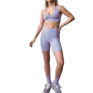 Conjunto de 2 Pantalones Cortos de Yoga Sólidos de Alta Calidad, Nuevos, con Costuras Personalizadas, Antibacterianos, Transpirables, de Secado Rápido y Ecológicos, de Cintura Alta - Product Image 3