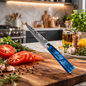 Handmade Chef <b>Set</b> Damascus Steel Resin Handle Leather Sheath 10-11.9in Blade Industrial Style - Product Image 5