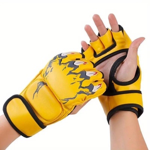 Guantes de MMA de Cuero Premium para Grappling, Guantes de Entrenamiento con Dedos Descubiertos, Agarre Fuerte, Personalizables con Logotipo y Diseño AI-MG-903 - Product Image 1
