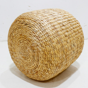 Tabouret rond en jacinthe d'eau, design Art Déco, structure en fer, fait main, couleurs et dimensions personnalisables, décoration d'intérieur durable, Vietnam - Product Image 3