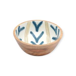 Bol en bois artisanal avec motif émail feuille tropicale pour un look frais et une mise en scène de table élégante - Product Image 3