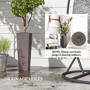 Lot de 2 pots de fleurs en plastique de 23,6 pouces pour plantes d'extérieur, avec 2 trous de drainage, couleur marron, pour acheteurs professionnels, hôtels, emballés en carton (lot de 2) - Product Image 6