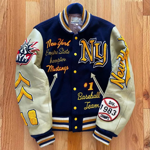 Chaqueta Varsity con Bordado de Collage de Béisbol, Color Sólido Informal, con Logotipo Frontal de Diseño Personalizado, Acolchada, Servicio OEM, Precio Razonable - Product Image 2