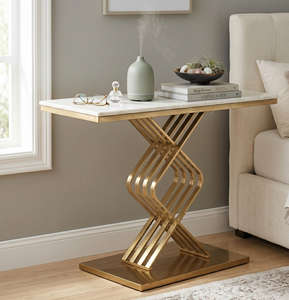 Luxury Diamond Geometric <b>Side</b> <b>Table</b> Gold Metal Frame Faux Marble End <b>Table</b> Creative Living Room <b>Sofa</b> Corner Decorative Tea Desk - Product Image 2