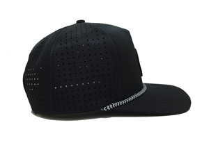<b>Black</b> Trucker <b>Cap</b> Featuring Raised Rubber Front Emblem Adjustable Snapback Closure and Breathable Casual Streetwear Design - Product Image 3