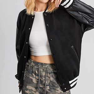 Veste universitaire en laine pour femme, sur mesure, style bomber, broderie baseball, fabricant OEM ODM en gros - Product Image 5
