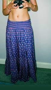 Cotton <b>Patchwork</b> Flair Frill Long Maxi <b>Skirt</b> Dress Boho Style A-Line Design with Belt & Tassel Breathable - Product Image 6