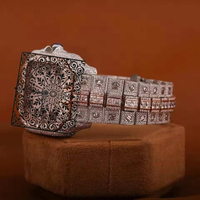 Montre de luxe carrée à quartz, incrustée de moissanite argentée, cadran analogique en verre, fermoir bijou unisexe, boîtier 30 mm, bracelet 20 cm, étanche
