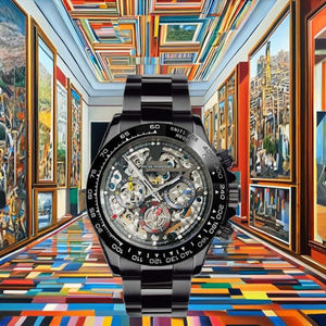 Reloj Mecánico con Acabado Negro, Esfera Esqueleto, Acero Inoxidable, Diseño de Lujo Oculto, Alta Calidad, Tacómetro Negro, Moderno y Vintage - Product Image 4