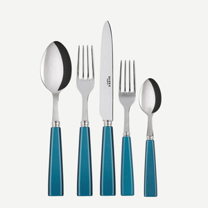 Ensemble de couverts minimalistes en métal avec manches en bois, finition miroir haute brillance, couverts durables pour la restauration et l'usage domestique - Product Image 3