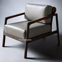 Sillón Moderno de Madera Maciza para Salón, Sillón Tapizado de Ocio, Muebles de Lujo para Sala de Estar, Hecho en Indonesia, Venta al por Mayor