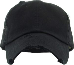 Gorra Trucker Negra Desgastada con Malla, Ajustable, Estilo Snapback, Deportiva e Informal para Adultos Unisex, OEM, Superventas - Product Image 2
