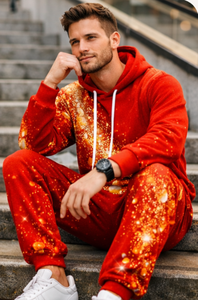 Conjunto Deportivo de 2 Piezas para Hombre, Invierno, Felpa Sublimada, Oversize, Sudadera con Capucha y Pantalones Deportivos con Estampado Digital - Product Image 5