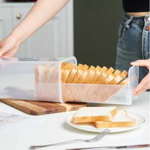 Boîte à pain coulissante en plastique transparent - Conteneur de rangement pour pain transparent pour la cuisine - Product Image 3