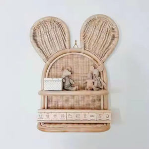 Étagère murale en rotin avec oreilles de souris mignonnes pour chambre d'enfant, étagère flottante en osier tressé à la main en forme d'animal, organisateur de rangement pour jouets - Product Image 2
