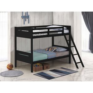 Letto a Castello Nero con Scala Integrata per Bambini - Product Image 1