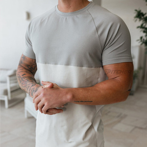 <b>Custom</b> Panel <b>Design</b> Men's 100% Cotton Knitted Gym T-<b>Shirt</b> with <b>Custom</b> Print Breathable Fitness Wear - Product Image 5
