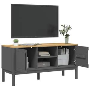 Mueble de TV Rectangular Pequeño de Madera de Pino Sólido Gris para Sala de Estar - Product Image 4
