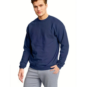 Men's High Quality Solid 100% Cotton Crew Neck Sweatshirt with Custom Logo Print Fleece Fabric Custom Colors - Product Image 2