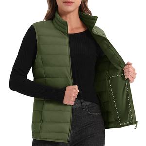 Chaleco hinchado impermeable con cuello levantado y cremallera logotipo personalizado cálido largo algodón acolchado mujeres Formal invierno uso al aire libre - Product Image 4