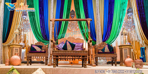 Antique Black Finish Nikah Stage <b>Swing</b> <b>Set</b> Gorgeous Wedding Stage Bride Groom <b>Swing</b> <b>Set</b> Mehndi Stage <b>Swing</b> With Stools Decor - Product Image 2