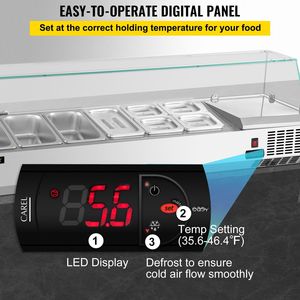 Tavolo refrigerato per preparazione sandwich da 60 pollici (16,8 Qt) con 4 teglie da 1/3 e 4 teglie da 1/6, 146W, stazione di preparazione condimenti elettrica per salad bar da 30 pollici - Product Image 4