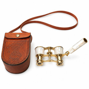 Vintage Brass <b>Opera</b> Glasses <b>Binoculars</b> with Mother of Pearl Inlay and Leather Box Antique Style Theater Gift Wholesale OEM - Product Image 4