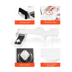 Accessorio Bidet Ultra-Sottile da 0,3 Pollici per WC con Doppi Ugelli Retrattili e Pressione dell'Acqua Regolabile in Materiale ABS - Product Image 6