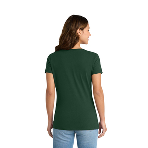 Camiseta de Cuello en V para Mujer, Color Verde Sólido, Manga Corta, Corte Regular, Informal, 100% Algodón Jersey, Transpirable, para Primavera y Verano - Product Image 3