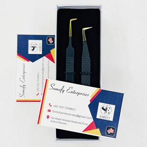 Pince à épiler professionnelle pour extensions de cils volume russe, finition noire mate, précision, acier inoxydable durable, outil de beauté - Product Image 2
