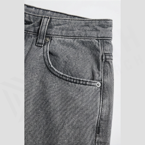 Pantalon en jean taille haute à jambe large pour homme, en coton délavé, coupe ample, style décontracté, couleur gris, collection automne - Product Image 5