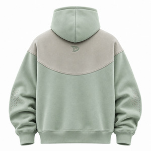 Men's Oversized Hoodie Green Embossed Logo Streetwear Fleece Regular Fit Winter Wear Waterproof Breathable Eco-Friendly - Product Image 3