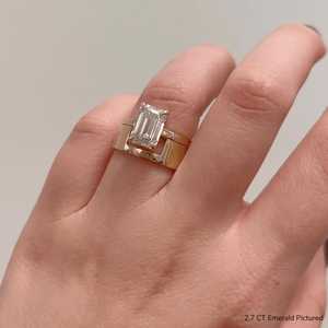 2.7 TCW Emerald Cut Lab Grown Diamond <b>Ring</b> <b>Set</b> 10k 14K 18K Solid <b>Gold</b> Manufacturer Custom Bridal Removable Cigar Band Jewelry - Product Image 3