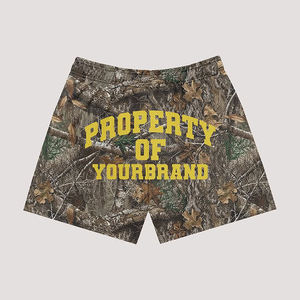 Factory Manufacture Custom Real Tree Print Mesh Shorts Double <b>Layer</b> 5 Inches Inseam Polyester Summer Mesh Shorts For Men - Product Image 2