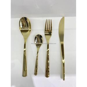 ชุดช้อนส้อมทองเหลืองสำหรับงานแต่งงาน สแตนเลส ปลอดภัยสำหรับเครื่องล้างจาน ชุดอุปกรณ์รับประทานอาหารหรูหรา ราคาขายส่ง ชุด 4 ชิ้น - Product Image 3