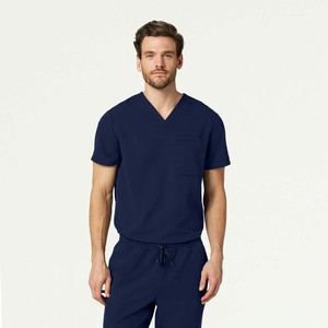 High quality Men Nursing <b>Scrub</b> Set V-Neck Top Straight Pants Lightweight Breathable Hospital Medical Workwear - Product Image 5