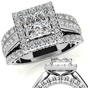 Anillo Clásico de Oro de 14K con Diamantes Cultivados en Laboratorio, Corte Princesa, Multibanda, para Compromiso/Boda/Aniversario, para Mujer - Product Image 2