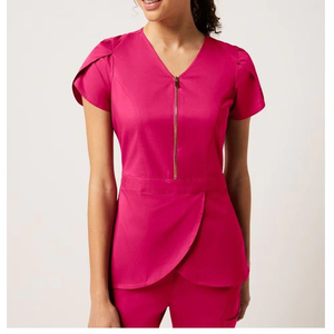 Women Gray V-Neck <b>Scrub</b> <b>Top</b> With Pockets Polyester Cotton Blend Hospital Uniform <b>Scrub</b> <b>Tops</b> - Product Image 5