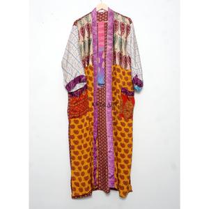 Kimono Japonés Vintage Hecho a Mano, Único, de Seda, para Mujer, con Parches, Largo, Elegante, Suave, Transpirable, para Dormir - Product Image 2