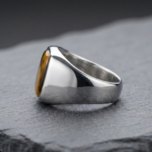 Handmade Men's 925 Sterling Silver 8x10mm Rectangle Shape Tiger Eye Gemstone Bezel Setting Fashion <b>Finger</b> <b>Ring</b> Gift For Him - Product Image 2
