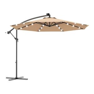 Ombrellone da Patio da 3 Metri con Manovella e Luci LED Solari con Base Elegante - Product Image 1
