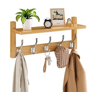Wholesale <b>Bamboo</b> Floating <b>Shelving</b> Hook System - Modular Storage Solution - Product Image 5