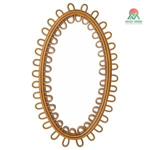 Mid-Century Style Oval Rattan and Bamboo <b>Mirror</b> - Product Image 1