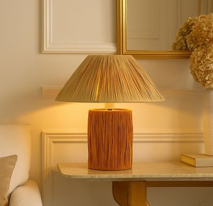 โคมไฟตั้งโต๊ะสไตล์โบโฮราฟเฟียแบบฟาร์มเฮาส์ |   โคมไฟใยธรรมชาติ โครงไม้ |   E27 โคมไฟตกแต่งห้องนั่งเล่นข้างเตียงโรงแรมที่เป็นมิตรกับสิ่งแวดล้อมแบบเรียบง่าย - Product Image 4