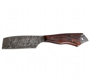 Cuchillo utilitario personalizado hecho a mano de acero de Damasco con mango de palisandro y orificio para cordón - Product Image 5