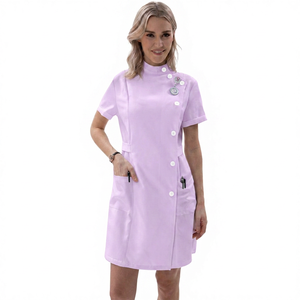 เสื้อคลุมพยาบาลสีขาวแบบ unisex แขนสั้น ผ้าแคนวาส สำหรับโรงพยาบาล สปา คลินิกทันตกรรม ตรวจจับการใช้เข็ม - Product Image 2