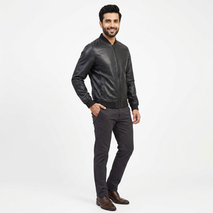 Factory Direct Custom Genuine <b>Leather</b> Winter Zip <b>Jacket</b> for <b>Men</b> High Street <b>jacket</b> for <b>men</b> - Product Image 1