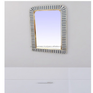 Espejo Rectangular Vintage con Incrustaciones de Hueso, Espejo Decorativo Tallado Artesanalmente - Product Image 4