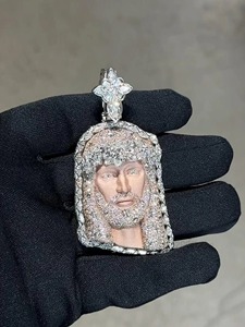 Colgante de Jesús con Moissanita Helada, Plata 925, Joyería Hip Hop, 7-8CT, Engaste de Garras, Bañado en Oro Rosa, para Hombre - Product Image 3